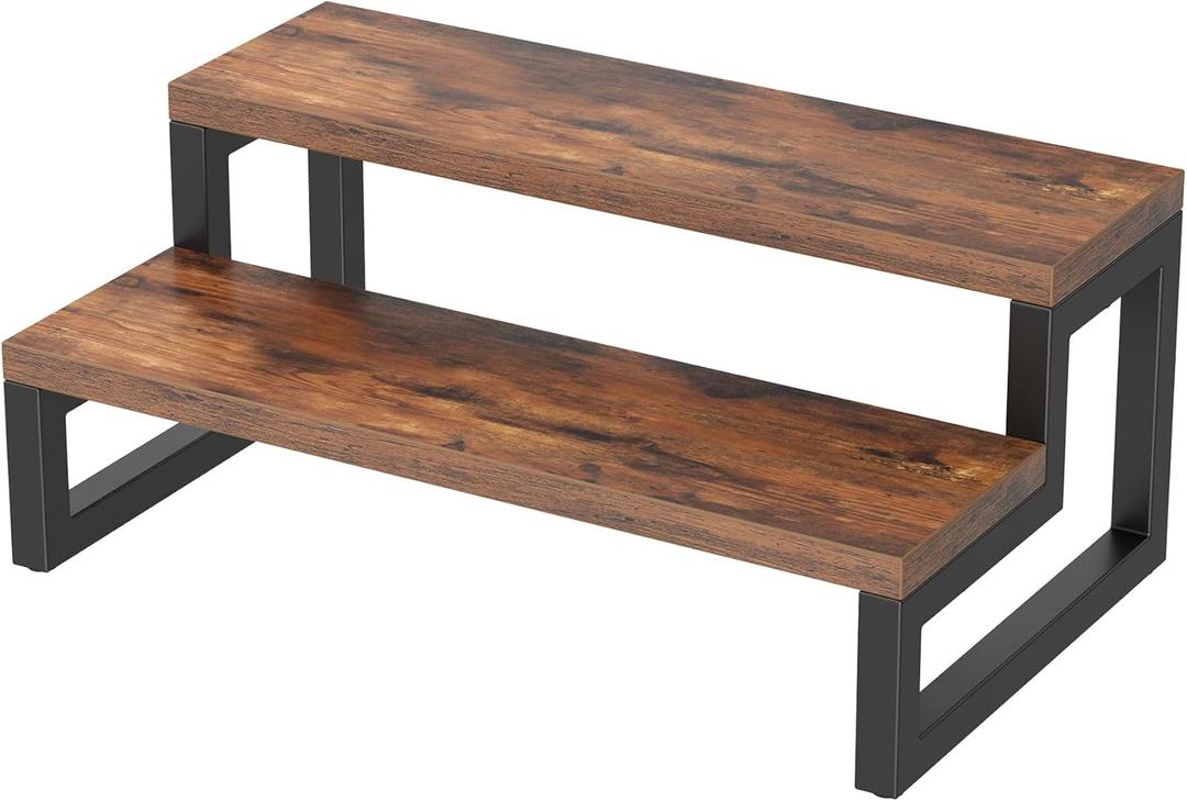 Waissdea Spice Rack, Spice Rack Organizer for Countertop, Tiered Display Stand-Tiered Shelf Organizer for Pantry, Cupboard, Countertop, Enhances Kitchen Storage and Organization Vintage Color (13.4IN)