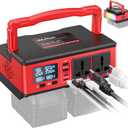 350W Power Inverter Compatible with Milwaukee: VoLtTech Portable Battery Adapter Phone Charger DC 18V to AC 110V Camping Essentials with 2 USB-A & 2 Type-C & 2 AC & 7 Colors RGB Light (No Battery)