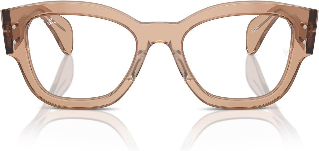 Ray-Ban Rx7681v Jorge Square Prescription Eyewear Frames (Transparent Light Brown/Demo Lens)
