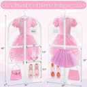Garment Bags for Dance Costumes - 40 Inch Clear PVC with 5 Zipper Pockets (3 Pack, White) - Kids Dance Garment Bag for Dancers, Hanging Clothes Storage, Competitions & Travel (Clear White)