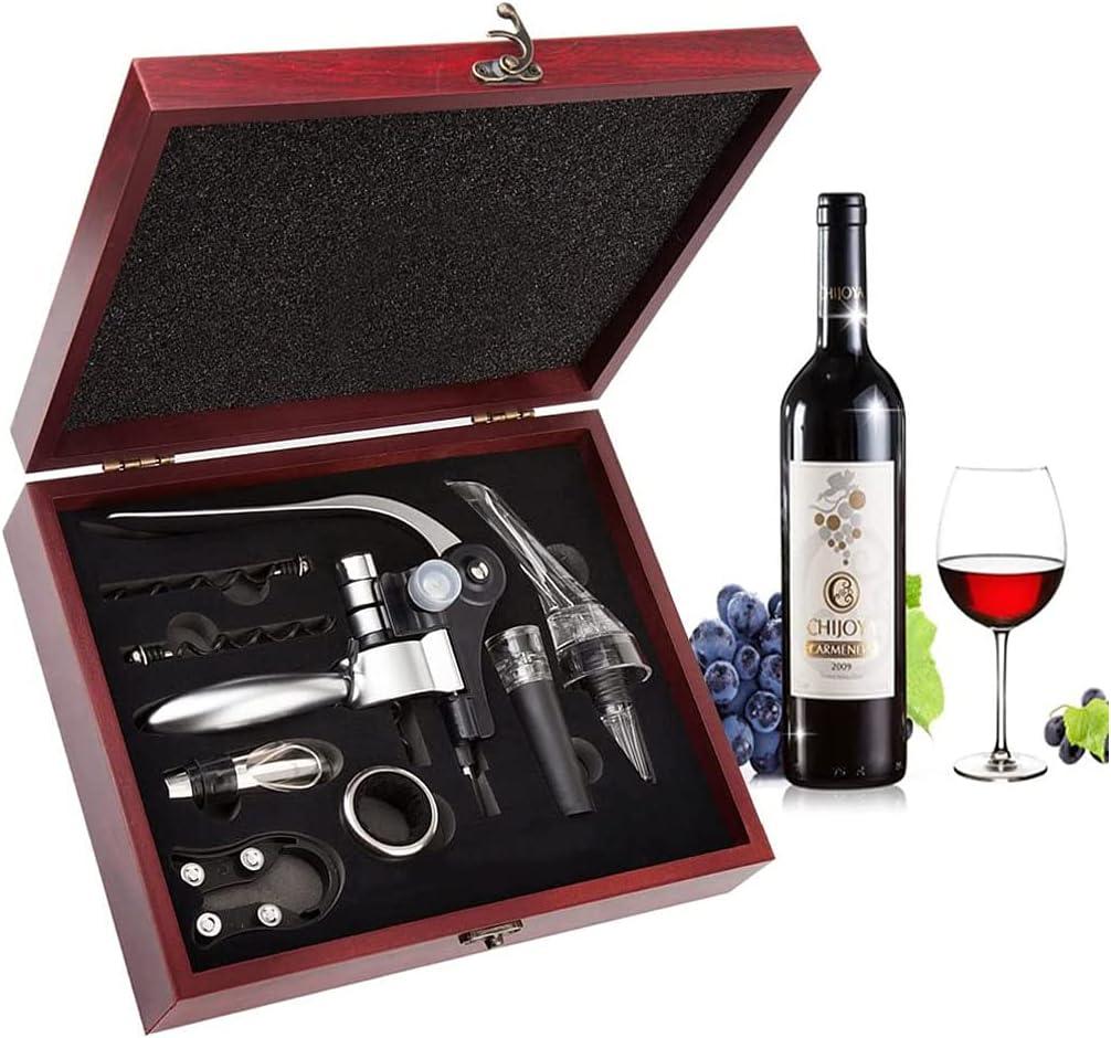 Opener,Bottle Opener, Accessories Areator Opener Kit, Red Corkscrew Set with Wood Case, Gift with Luxury Packaging
