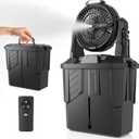 lynker Portable Misting Fan with Remote, Camping Fan with 20000mAh Rechargeable Battery Operated, 6L Water Tank, 3 Speed Levels, 2 Spray Modes, Hanging & Lighting for Outdoor Indoor Cooling (Black)