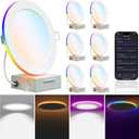 12W Smart Recessed Downlights 6 Inch, RGBCW Wi-Fi LED Retrofit Light, Compatible with Alexa/Google Assistant, Sync to Music Mode & Multiple DIY Scene Mode with Junction Box, 6 Pack