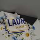 Laundry Room Rug Runner 47"x20" Non Slip Washable Floor Mat, Daisy Border with “WASH Dry FOLD Repeat” for Mudroom Entryway Kitchen Landing Decor