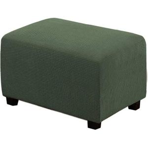 H.VERSAILTEX Ottoman Cover Slipcover Rectangle Fit Length 33'-38' Footrest Sofa Slipcovers Stool Cover Footstool Protector Covers Feature Stretch Soft Jacquard Fabric Removable Washable - Bronze Green