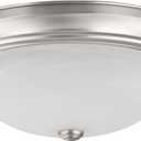 Aspen Creative 63024-09-1, 3-Light Flush Mount/Brushed Nickel Finish w/Alabaster Glass, 15" Dia., E26 Socket/60 Watts, Bulb Not Included