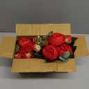 Hoikwo 4 Bunches Small Vintage Red Peony Artificial Flowers (20 Peony Heads), Silk Fake Fake Silk Flowers Bouquet with Stems for Home Wedding Party Table Centerpieces