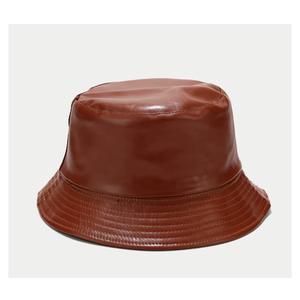 syeigh Bucket Hat Bucket Hat Faux Leather Reversible Fisherman Hats Pu Cotton Waterproof Fishing Caps Solid Men's and Women