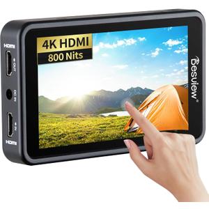 Desview R5II Camera Monitor, 5.5 inch High Brightness Touch Screen Field Monitor with 3D Lut Full HD 1920x1080 IPS Waveform VectorScope Peaking Focus 4K HDMI 8V DC Input Output for DSLR Camera
