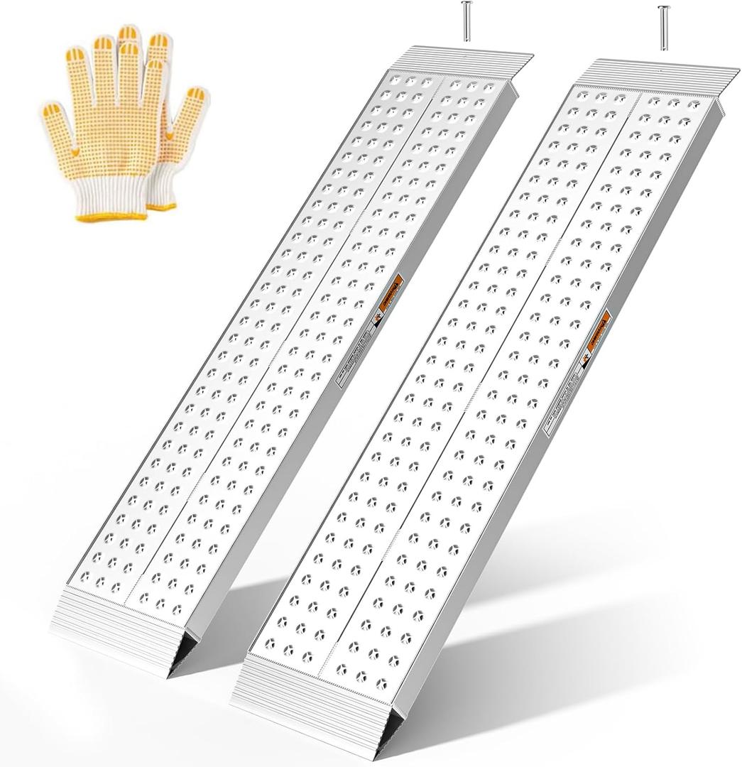 Aluminum Shed Ramp 55" L x 11" W Loading Ramps 3000 Lbs Capacity Lightweight Portable Ramp Anti-Slip Waterproof for ATV Lawn Mower Golf Cart Dirt Bike Motorcycle Garden Tractor 2Pcs