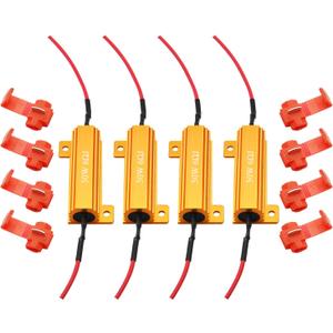 AUXLIGHT 4Pcs Quality 50W 6ohm Load Resistors - Fix LED Bulb Hyper Flash/Error Code, Turn Signal Fast Blinker (Resistors get very hot during working) (Gold)