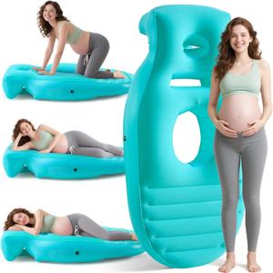 Inflatable Pregnancy Pillow,Full Body Pregnancy Mattress with Hole for Belly Chest/Head,Pregnancy Pillows for Prone Sleeping,Relieves Back Pain-Portable for Massage,Home,Trave (Teal)