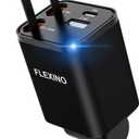 Flexino Retractable Car Charger for iPhone 16, 69W Fast Charging Car Charger USB C, Car Chargers with 2 Retractable Cords 2.6ft, Car Adapter for iPhone 16/15 Series, Galaxy(Black, Dual Type C)