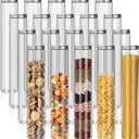 20 Pcs Plastic Jars with Lids 20 oz Plastic Food Storage Jar Spaghetti Containers Cylinder Containers with Screw on Lids for Dry Goods, Spice, Noodles, Spices and More(Silver)