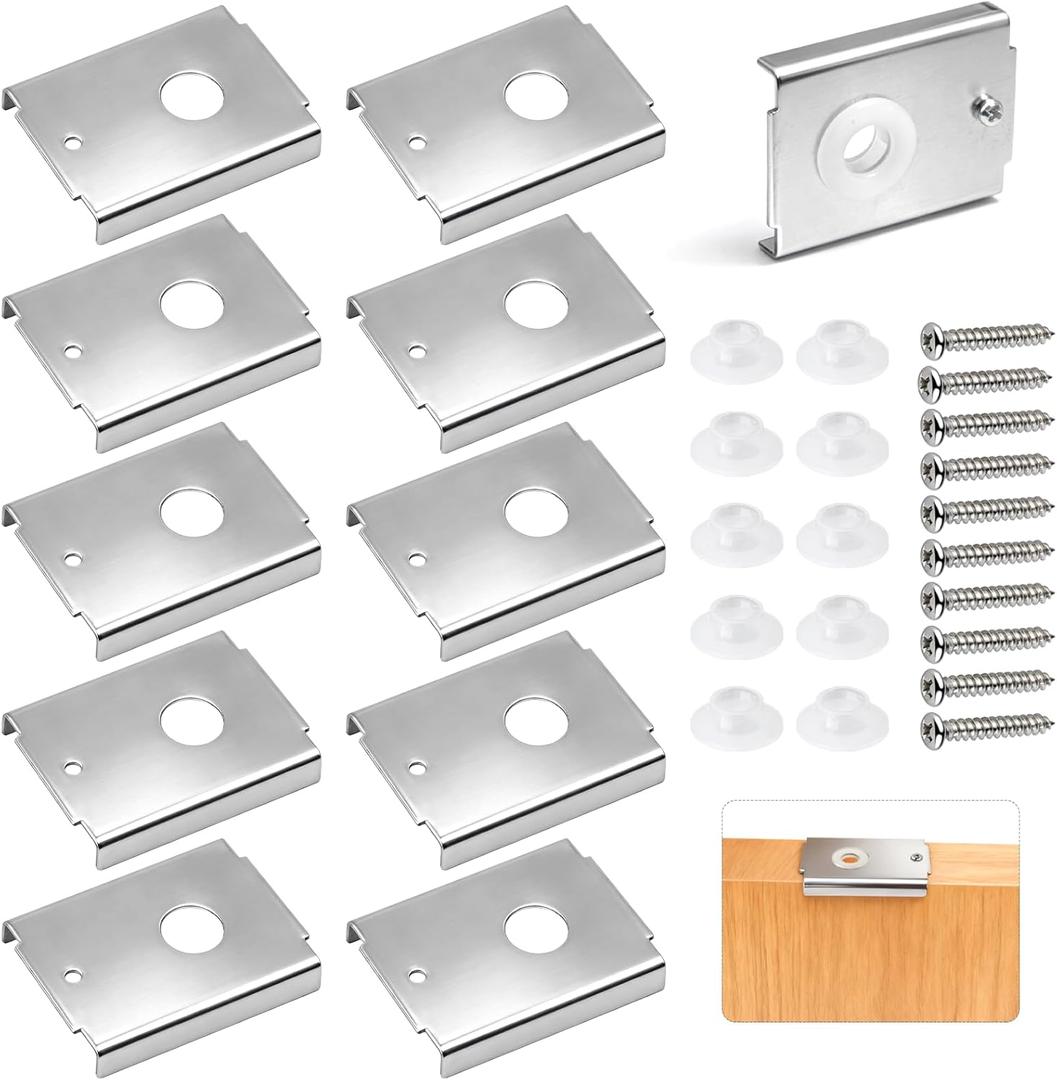 10 Pack N7192 Bi-fold Door Repair Bracket,Stainless Steel Repair Set for 1-3/8 inch Doors, Fixes Folding Doors, Pocket Doors, Accordion Doors, Barn Doors