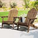 IDZO Outdoor Adirondack Chair Set of 2, Pre-Assembled Backrest, Patio Furniture Set, Outdoor Furniture for Garden, Porch, Deck, Firepit (Natural Wood)