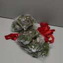 6 Pcs Small Christmas Norfolk Wreaths 15 Inch Christmas Kitchen Cabinet Mini Wreath Real Touch with Bow Ribbon Cedar Red Berry for Xmas Front Door Window Chair Fireplace Table Pillar Farmhouse Decor