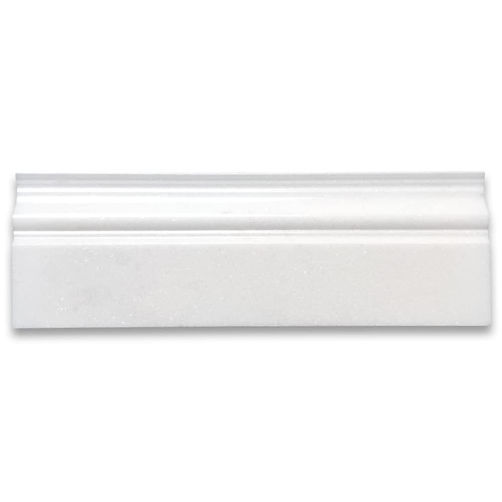 Stone Center Online Thassos White Marble 4x12 Baseboard Crown Molding Polished Kitchen Bath Wall Floor Backsplash Shower (1 piece)