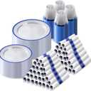 Goodluck 700 Piece Dark Blue Plastic Dinnerware Set for Party, Clear Disposable Plates for 100 Guests, Include: 100 Dinner Plates, 100 Dessert Plates, 100 Pre Rolled Napkins with Cutlery Set, 100 Cups