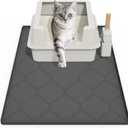 Cat Mat for Litter Box, 34" X 22" Large Silicone Cat Litter Trapping Mat, Easy Clean for Scatter Control, Soft on Kitty Paws, Waterproof, Urine-Proof, Non-Slip Kitty Litter Mat for Floor, Black (Pack of 1)