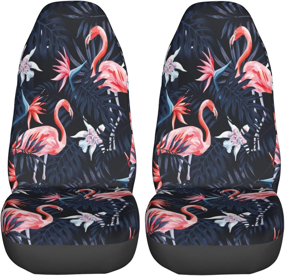 Pink Flamingo Car Seat Covers Universal 2 Pcs Auto Front Seat Cover Fit Most Cars,SUV,Sedan,Trucks