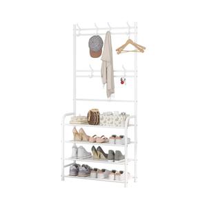 WEECRON Entryway Shoe Rack with Coat Rack 4 Tier Shoe Stand Orqanizer for Bedroom Dorm, White
