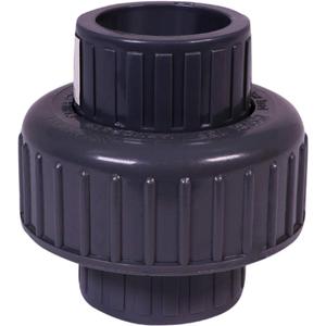 Midline Valve 587DV112 PVC Union Coupling Pipe Fitting; 1-1/2 in. Solvent Connections; Grey Plastic
