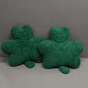 2 Pcs Shamrock Shaped Pillow, 14" St Patrick's Day Shamrock Chenille Soft Pillow Cushion, Green Plush Clover Throw Pillow with Removable Cover for Irish Sofa Couch Bedroom Decor