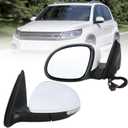 Left Driver Side Mirror Compatible With 2009 2010 2011 2012 2013 2014 2015 2016 2017 VW Tiguan With Manual Folding Power Glass Heated Turn Signal White Replace#5N1857507P9 B9(6Pins)