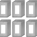 BESTTEN Decorator Switch or Receptacle Outlet Metal Wall Plate, Stainless Steel Outlet Cover with Protective Film, Durable Corrosion Resistant, 1-Gang 4.50" x 2.76", 30 Pack, Silver