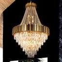 Crystal Chandeliers Modern Chandelier High Ceiling Foyer Entryway 21 Lights Gold Luxury Pendant Hanging Light Fixture for Living Room Entry Way Extra Large Vertical Tiered 36'' D x 54'' H, XL-H54''W36''
