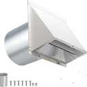 5 Inch Hooded Wall Vent with Screen and Damper,5'' Wall Vent Cover Exhaust Vent Cover Cap,Exterior Dryer Vent Cover Hood for Outdoor Kitchen Range Hood/Dryer/Bathroom Exhaust-Galvanized Steel,White