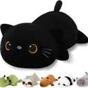 Finebee Weighted Black Cat Stuffed Animals, Cute Weighted Black Cat Plush, Soft Comfort Stuffed Weighted Plushie Pillow Gifts for Kids & Adults (9.8" 0.8Lbs)