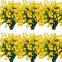TURNMEON 12 Bundles Artificial Flowers for Outdoors Summer Decor, Realistic UV Resistant Fake Plants Faux Plastic Flowers for Outside Planter Home Gardens Patio Porch Yards Cemetery Decor(Yellow)