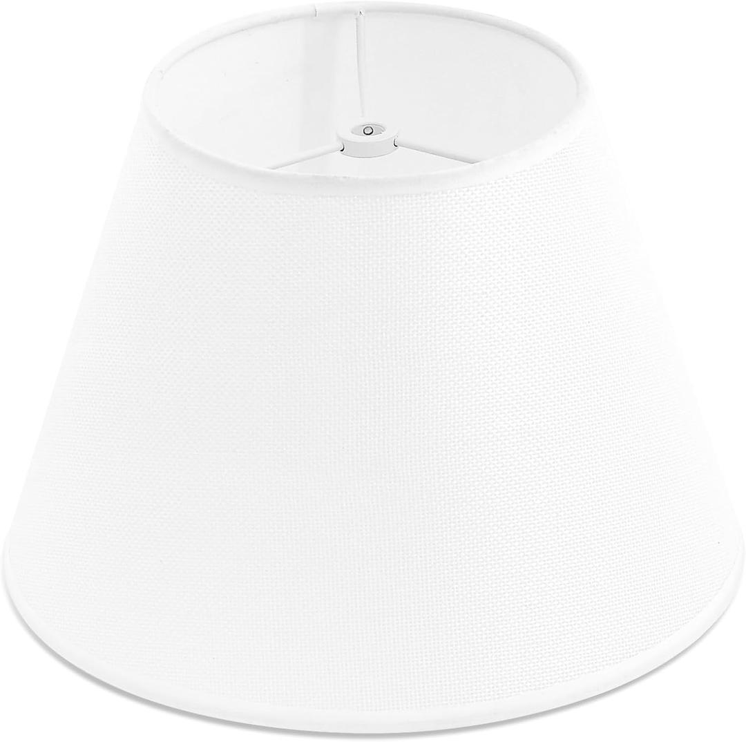 Small White Lamp Shade for Table Lamps, 6" Top x 10" Bottom x 7" High Lamp Shade, White Modern Fabric Lampshade, Replaceable Spider Fitter Home Decor Shade