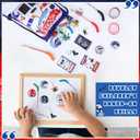 Paterr 102 Pcs Hockey Party Favor Supplies Set Include Hockey Drawstring Bags Silicone Bracelets Badge Buttons Spiral Notebooks Pencils and Erasers Bookmarks and Stickers for Gifts