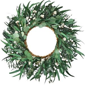 26" Preserved Eucalyptus Wreath for Front Door Extra Large Wreaths Natural Eucalyptus Real Touch Everlasting Summer/Spring/Fall Fresh Wreaths Farmhouse Door,Home,Porch, Window Decor