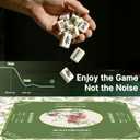 HWZ Mahjong Mat with 4 Professional Tile Mixers & Storage Bag, 31.5x31.5 Inch, 3.5mm Thick Waterproof Noise-Reducing Game Mat for American Mahjong, Cards More, Olive Green