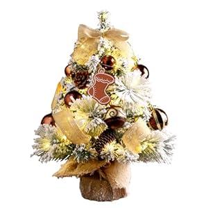 Tabletop Christmas Tree with Lights, 24inch/ 2ft Mini Christmas Tree, Tabletop Small Xmas Tree for Holiday Indoor DIY Christmas Decoration (Coffee White)