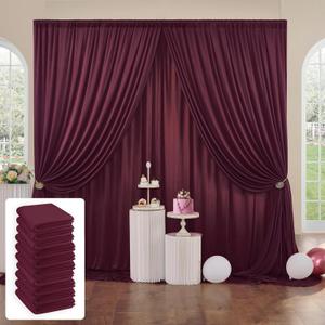 50 ft x 10 ft Wrinkle Free Maroon Backdrop Curtain for Parties, Polyester Burgundy Photo Backdrop Drapes 10 Panels 5x10ft for Baby Shower Wedding Birthday Photography Curtain Engagement Ceremony