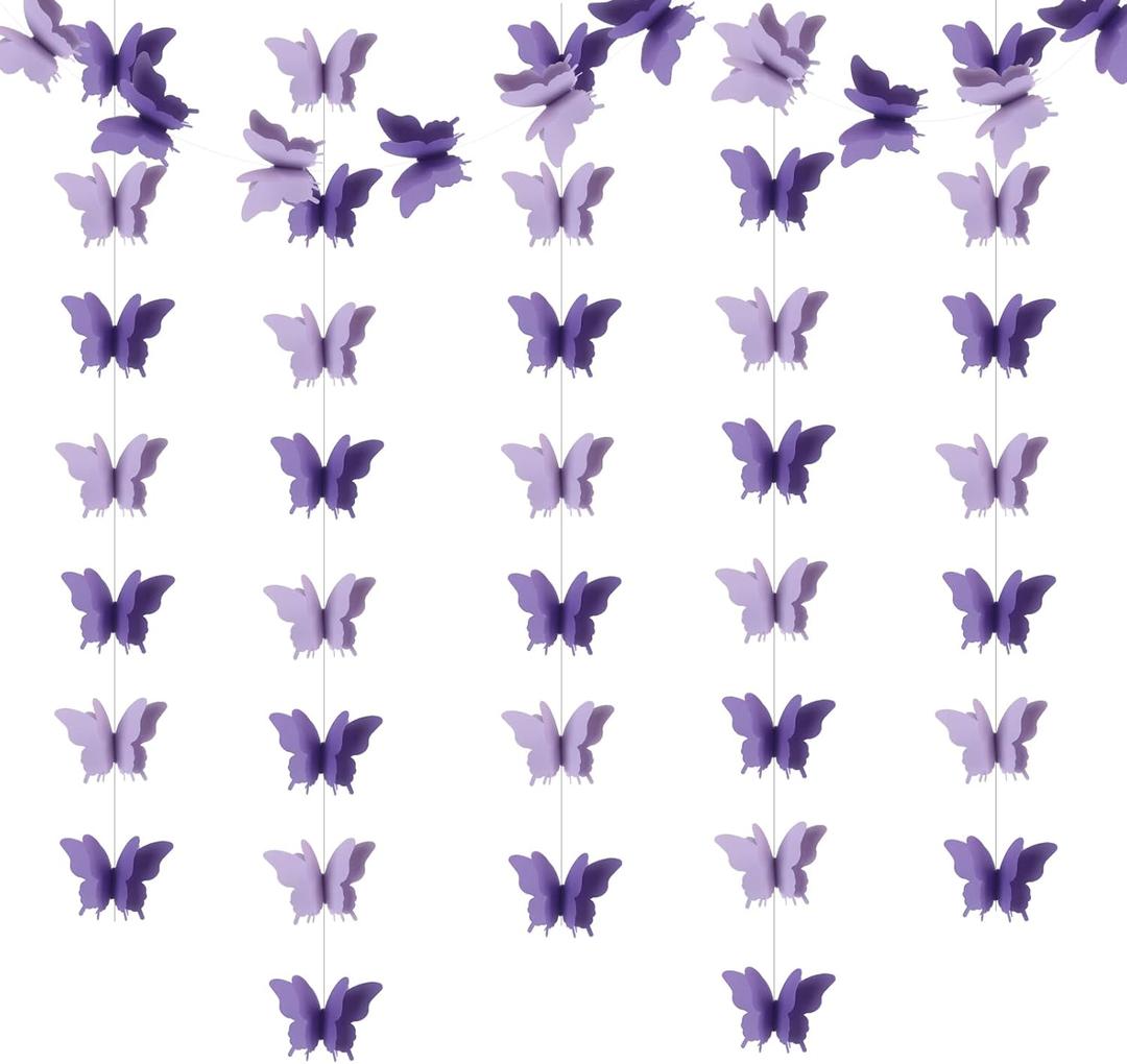 Butterfly Decorations, Purple Butterfly Decorations for Wedding Baby Shower Birthday Party Decorations Purple/Lavender Pack of 4, 10001