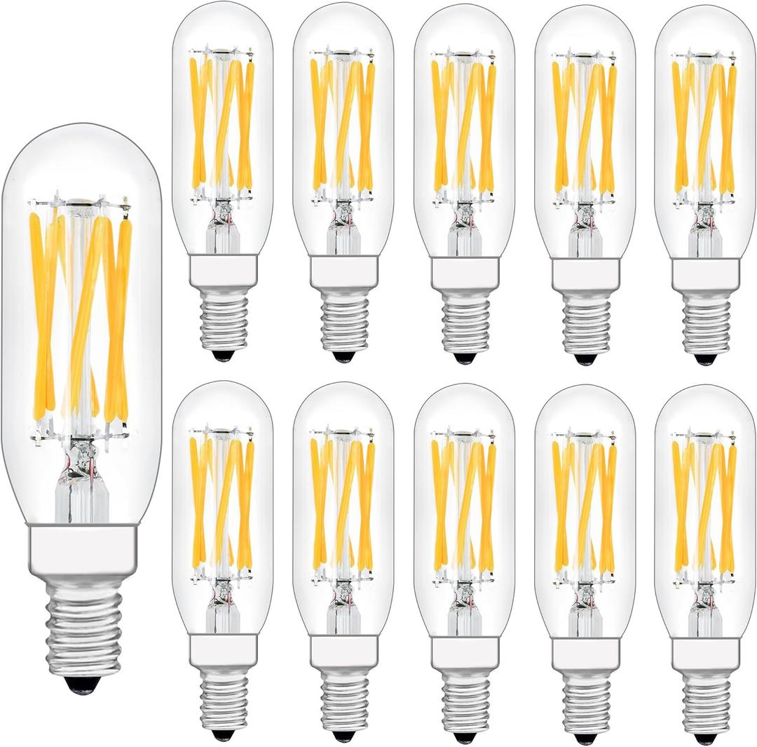 Raheem T8 LED Bulb, E12 Dimmable LED Bulb, 110v 600Lumens 3000k 60W Equivalent, Clear Glass Tubular Light Bulb, Best Replacement for Incandescent Bulb, Candelabra LED Bulbs, 10 Pack (Warm White)