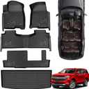 TPE Automotive Floor Mats & Cargo Liner Custom for 2021-2025 Chevy Tahoe (Only Fit 8 Seats)/ GMC Yukon (Not Fit XL), All Weather Cover Protection Waterproof Black Floor Liner Row Full Set Car Mats