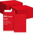 500 Counts 6 x 9 Inch Self Adhesive Security Catalog Envelopes Catalog Mailing with Adhesive Closure Envelopes for Mailing Storage Organizing Home Office(Red)
