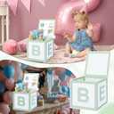 Novabright Wooden Baby Shower Box New Baby Crate Closet for Pregnancy New Parent Party Decorations with Letters Shower Gifts Basket Party Blocks Backdrop for Boys and Girls(Sage Green)