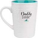 Best Dad Gifts Daddy Shark Cute 16 oz Coffee and Tea Mugs, For Dad, Hubby, Valentine's Day, Anniversary, Birthday Funny Father's Day Mugs (Blue)