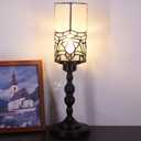 Small Tiffany Table Lamp Stained Glass Candlestick Style Table Light Green Liasion Style Desk Lamp Memory Lamp Sympathy Light (White Bending Style)