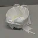 ATAILOVE Wedding Flower Girl Basket with Cute Pearl Handle Bowknot Satin Flower Baskets for Wedding Ceremony - Ivory