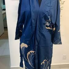 Mens Loose 3/4 Wide Sleeve Kimono Longline Yukata Robe Gown Tops Shirt Haori Coat Japanese Style M