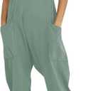 Rompers for Women Casual Summer Jumpsuits Sleeveless Loose Spaghetti Strap Overalls Jumpers (Green)